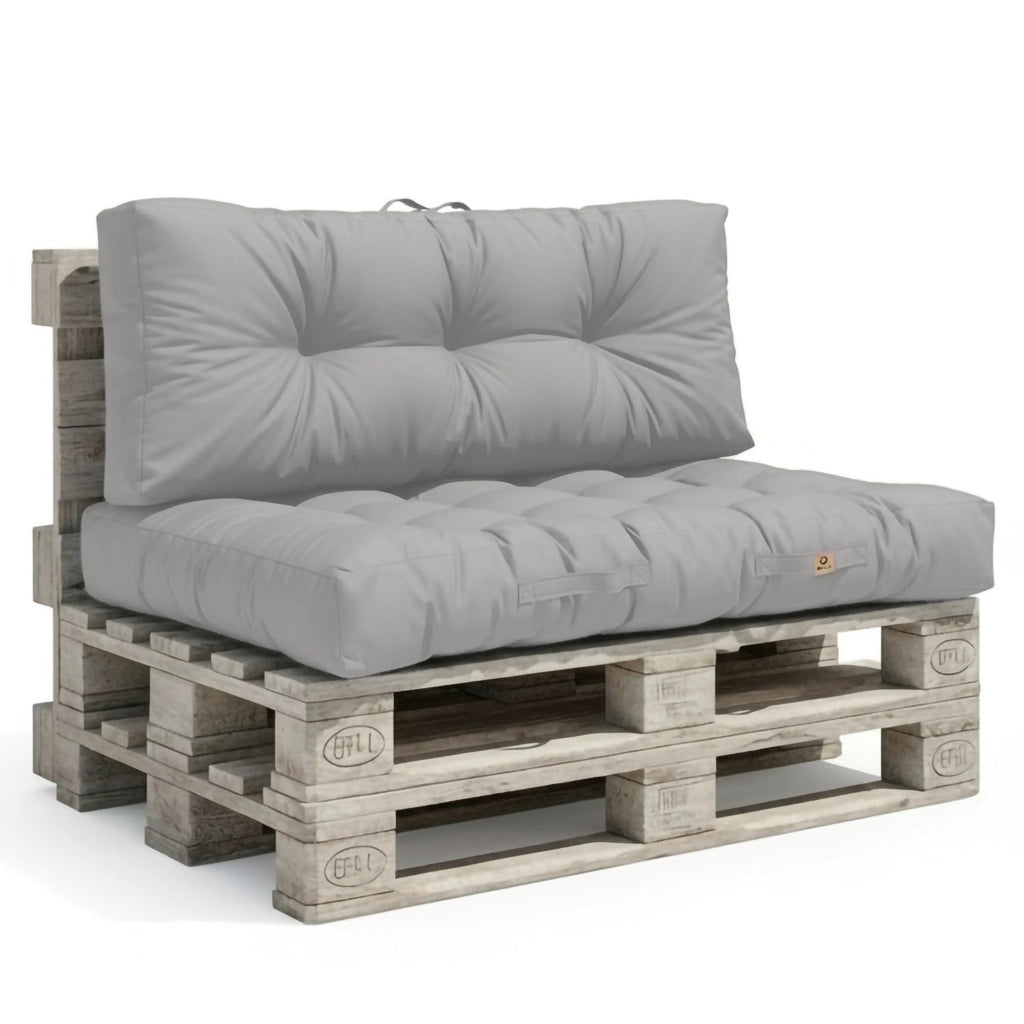 Ensemble Coussins Palette 120x80 Gris Galet - Imperméable & Épais 15cm