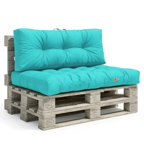 Ensemble Coussins Palette 120x80 Bleu Caraïbes - Imperméable & Épais 15cm