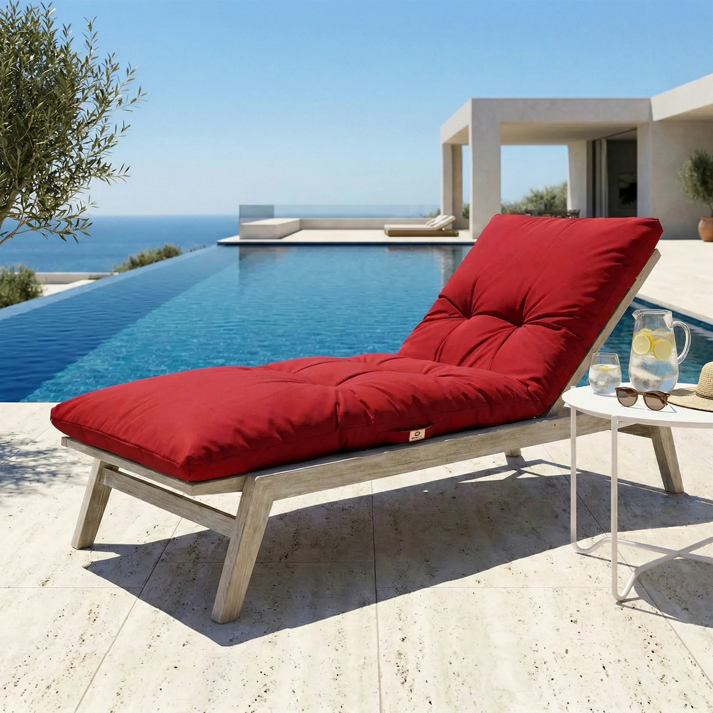 Matelas Bain de Soleil 185x60 Rouge Piment - Épais 12cm & Imperméable