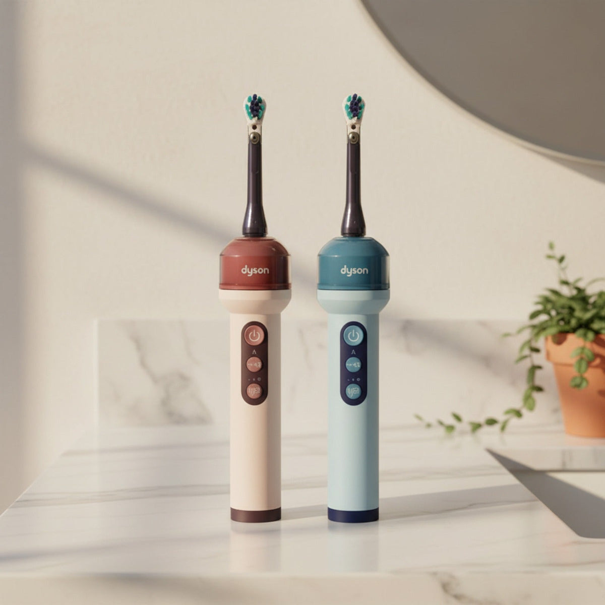 Les deux coloris de la brosse à dents caméra côte à côte