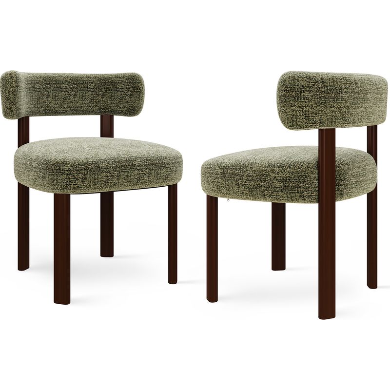 Chaise de salle à manger en bois massif, assise verte, sur fond blanc