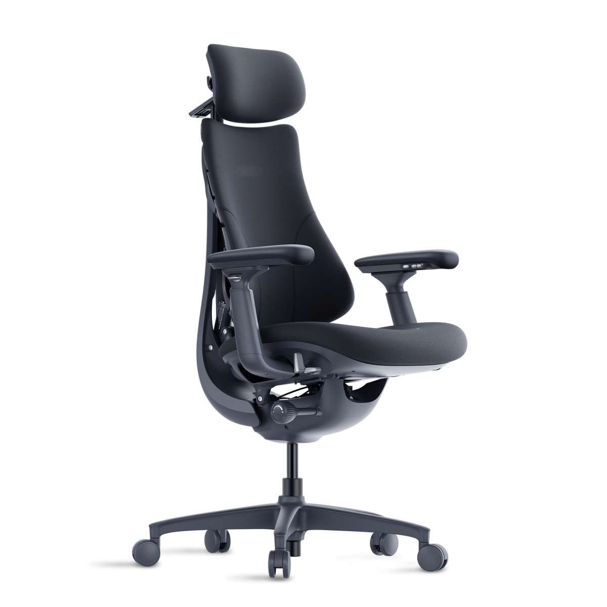 Fauteuil ergonomique DorsaFlex Noir Minuit, vue trois-quarts