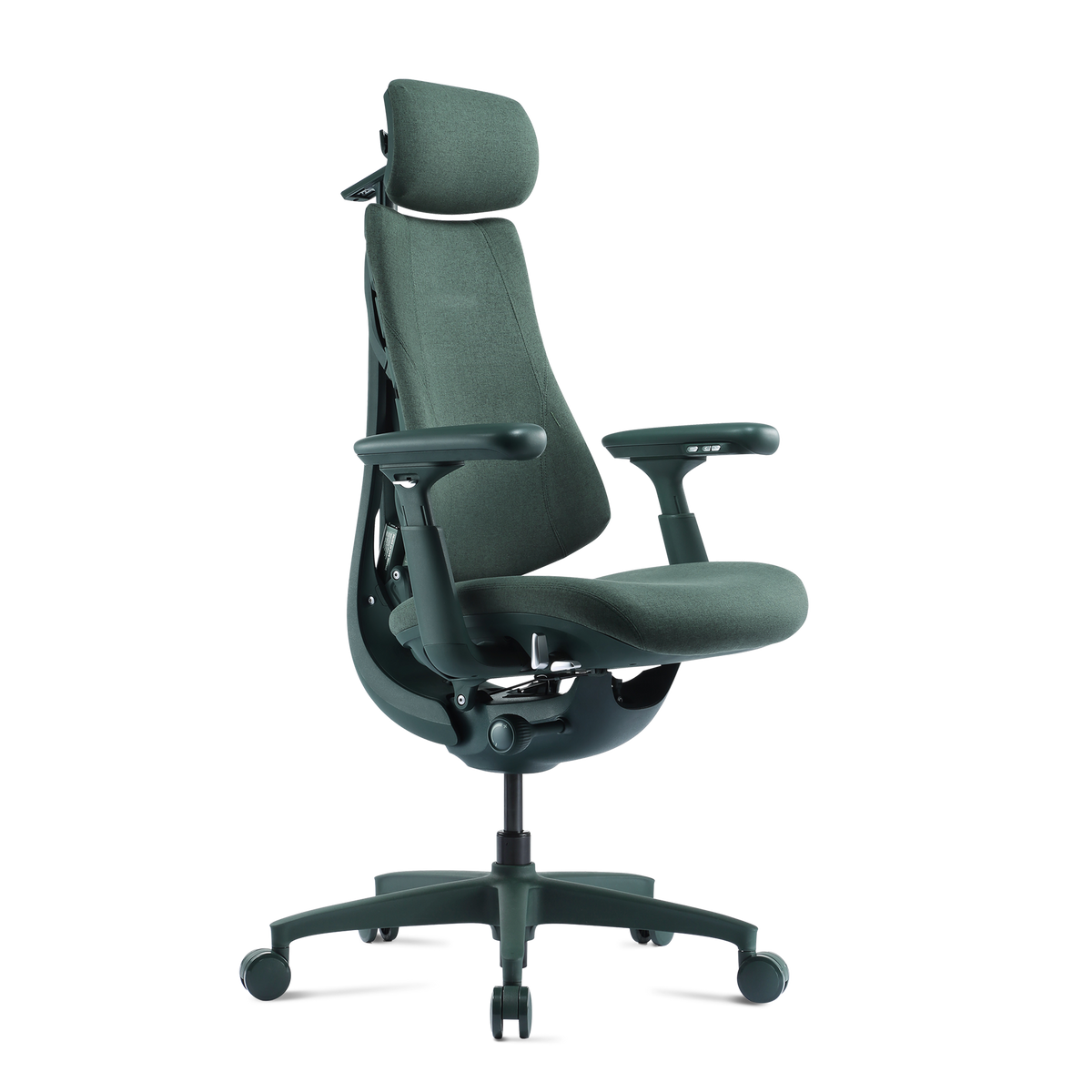 Fauteuil ergonomique DorsaFlex Vert Sauge, vue trois-quarts