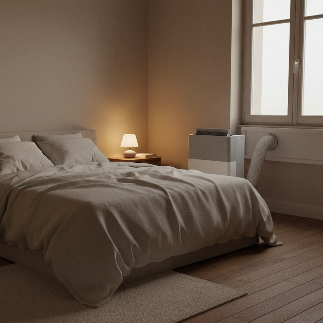 DuoSplit dans une chambre la nuit, fonctionnement silencieux