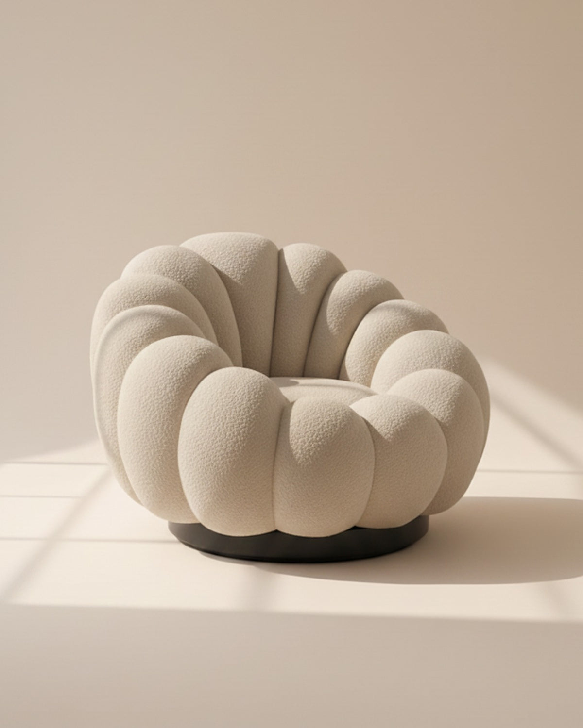 Fauteuil coquillage bouclette, coloris beige