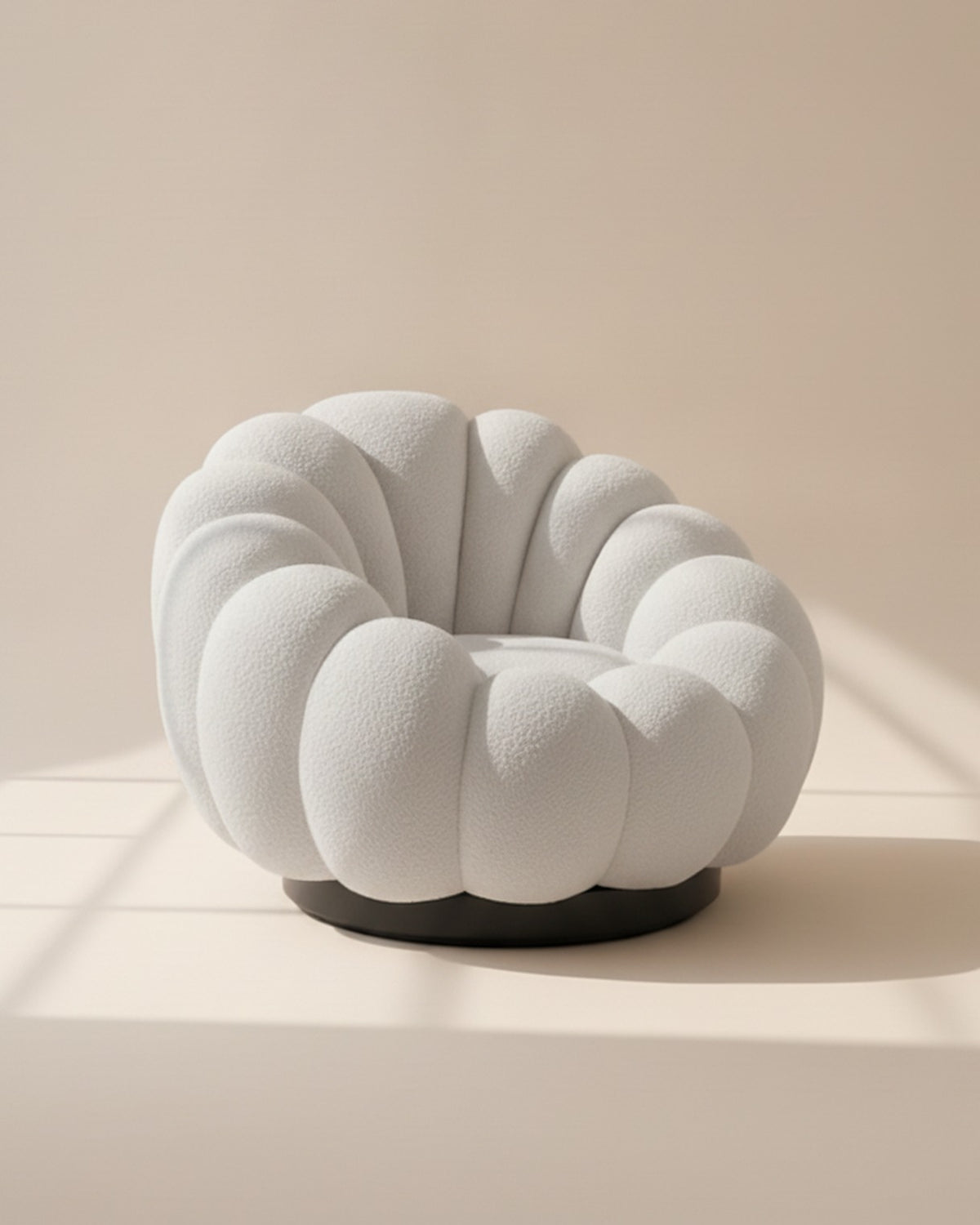 Fauteuil coquillage bouclette, coloris gris
